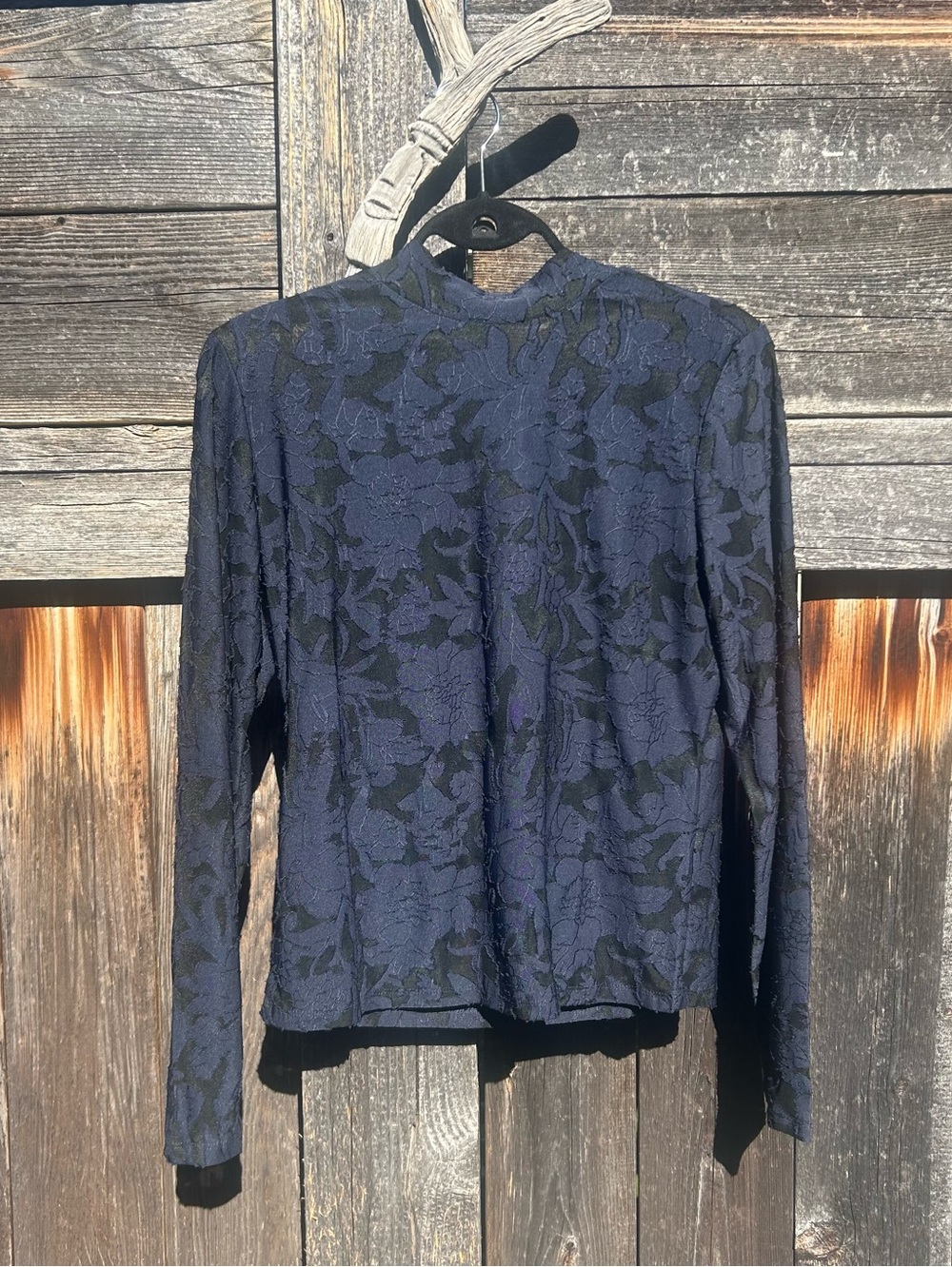 NWT indigo Appliqué-Net Charlie B Mock Turtleneck L